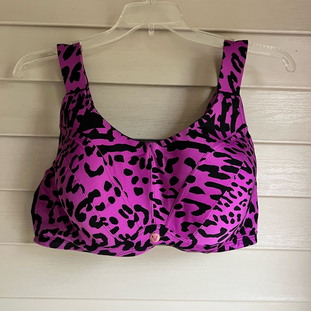 Lane Bryant Livi Purple and Black Animal Print Sports Bra Size 42DDD